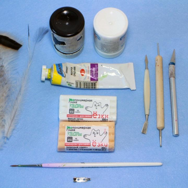 Брошь Cова Букля из полимерной глины