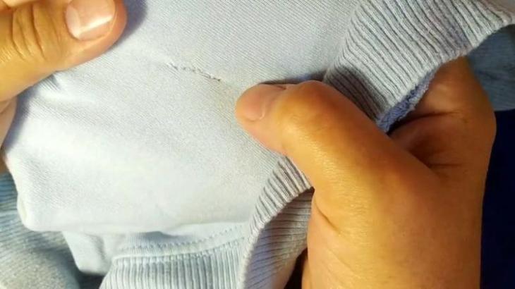 Как с помощью скотча красиво зашить дырку на ткани