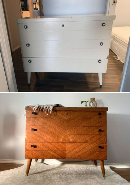 Красивая деревянная мебель, восстановленная после уродливой покраски