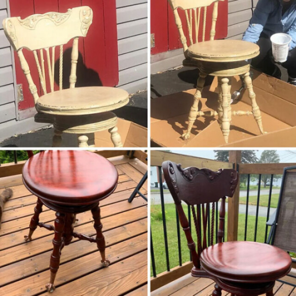 Красивая деревянная мебель, восстановленная после уродливой покраски