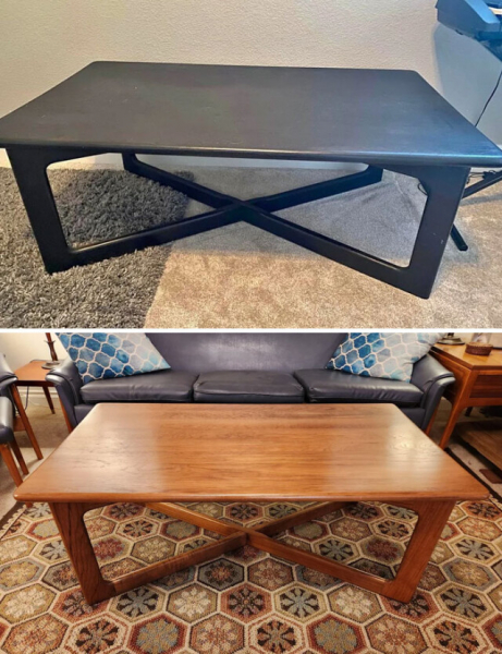 Красивая деревянная мебель, восстановленная после уродливой покраски