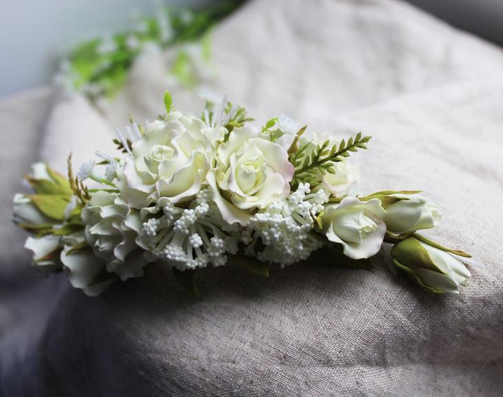 Создаем свадебный гребень с розами