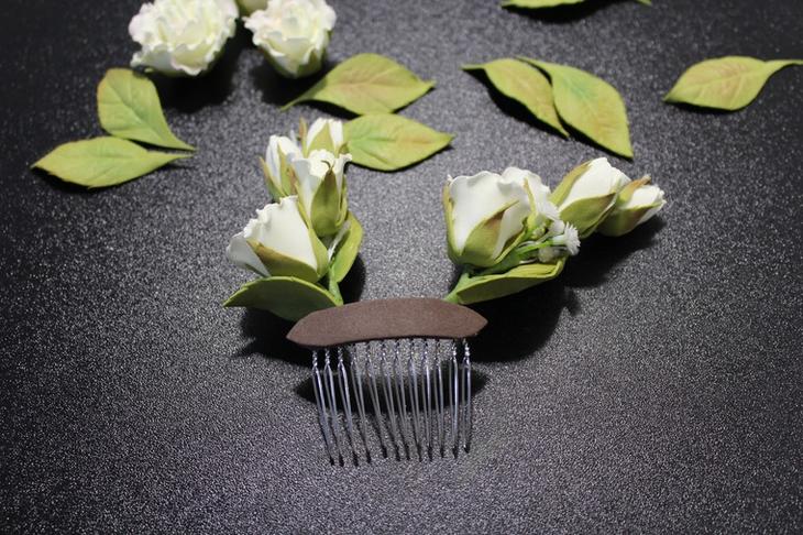 Создаем свадебный гребень с розами