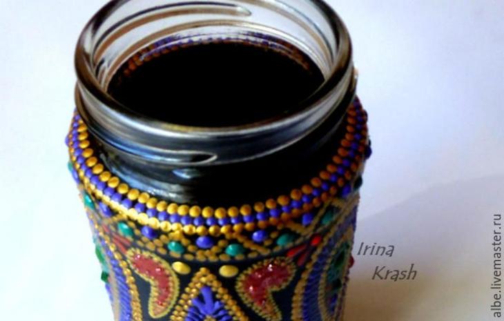 Роспись баночки из-под кофе
