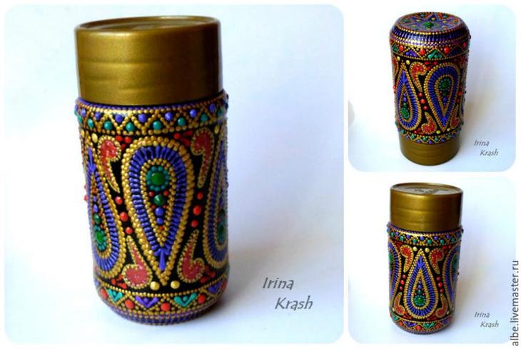 Роспись баночки из-под кофе