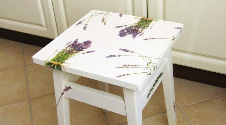 Декупаж табурета — правильная техника выполнения