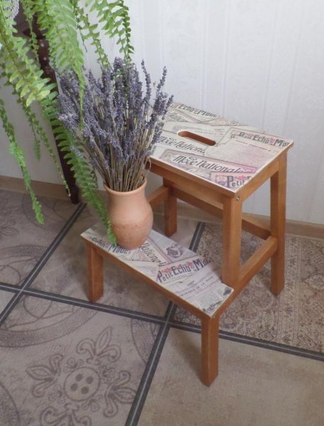 Декупаж табурета — правильная техника выполнения