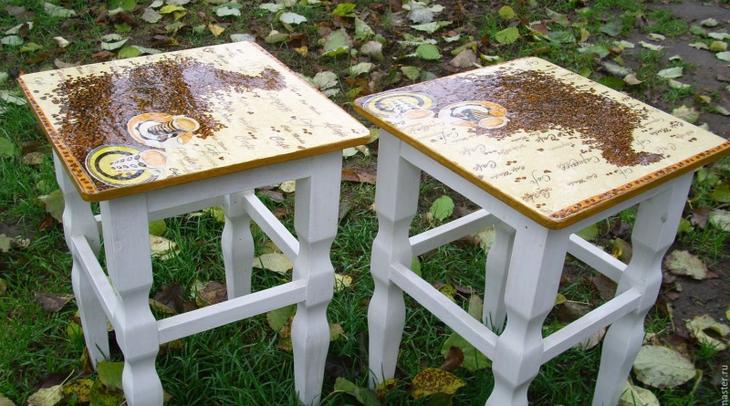 Декупаж табурета — правильная техника выполнения