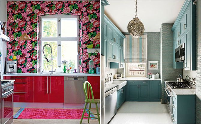 20 оригинальных идей использования обоев на кухне