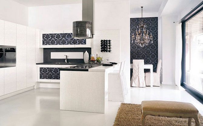 20 оригинальных идей использования обоев на кухне