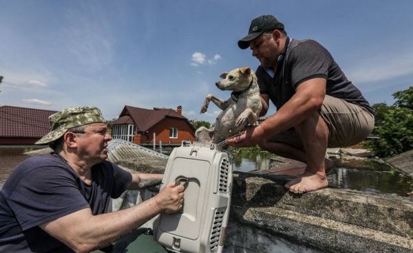 Фото: эвакуация из затопленных районов Херсонской области после разрушения Каховской ГЭС