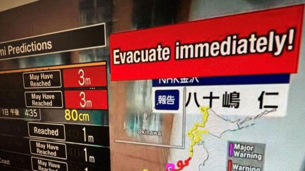 Землетрясение в Японии: тысячи людей ночуют в укрытиях, угроза цунами снижена, в России тревога отменена