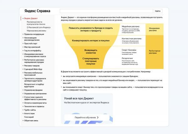 Яндекс Директ анонсировал большое обновление Справки